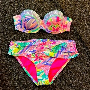 Lilly Pulitzer Leven Bikini Top &  Lagoon Sarong Hipster Bikini Bottom.